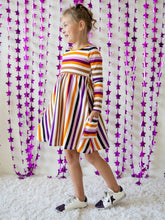 Fitted Ribbed Dress - Fall Stripe